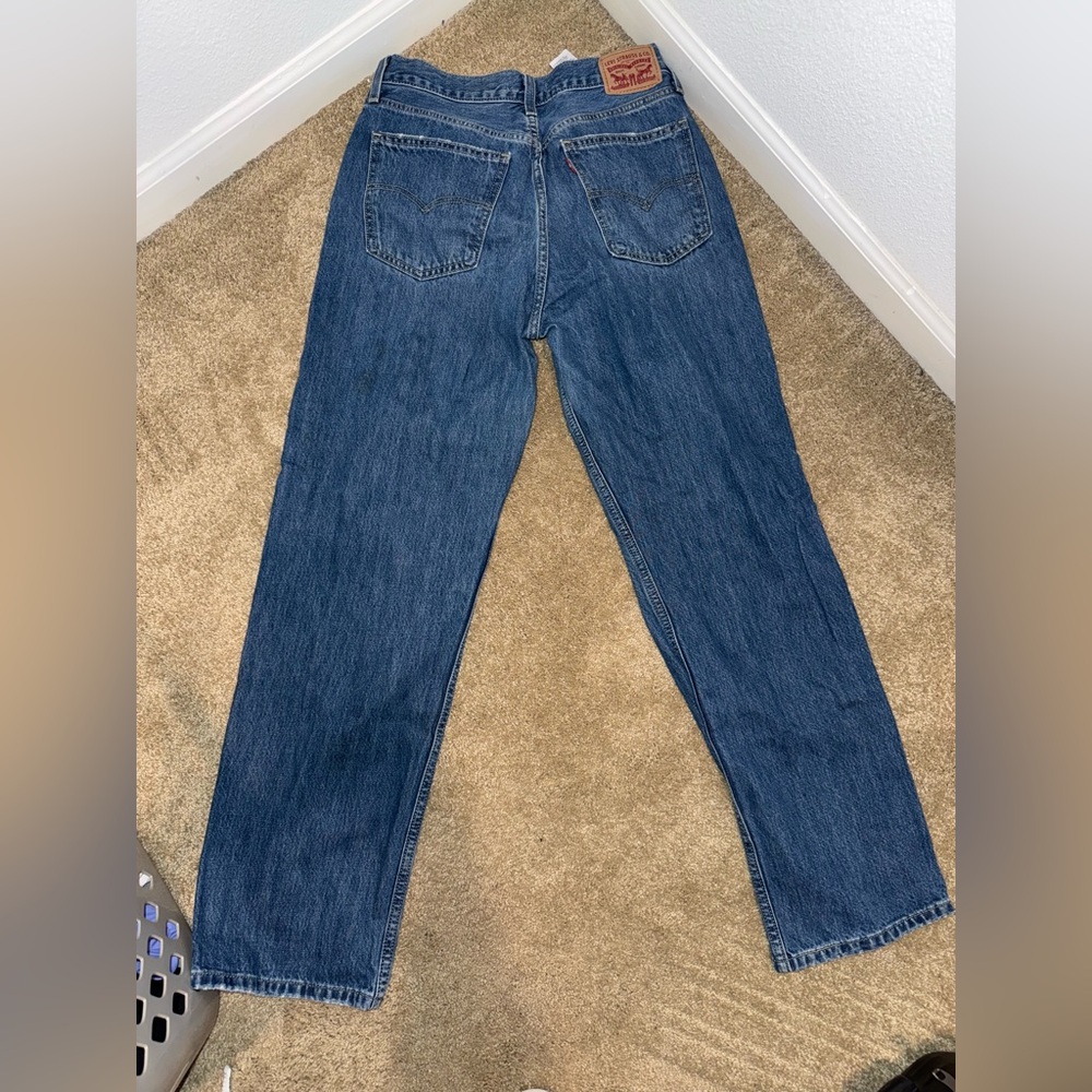 Levi's Blue Boyfriend Jeans with Distressed Knees Low Pro Straight - Picture 5 of 6